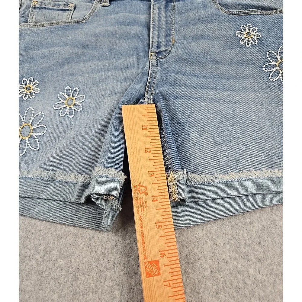 SO Jean Shorts Girls Size 14 Cut Off Mid Rise Denim Flower Midi Jeans NWT